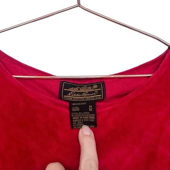 Eddie Bauer velvet red pullover size medium - Picture 3 of 6